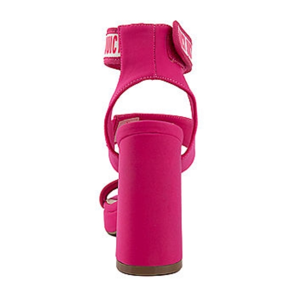 NIB! JUICY by JUICY COUTURE Women's Heeled Sandals in Bright Pink & White - Picture 4 of 6